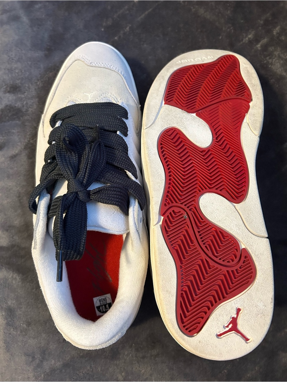Jordan Session White Sneakers with Red Outsole and Black Laces